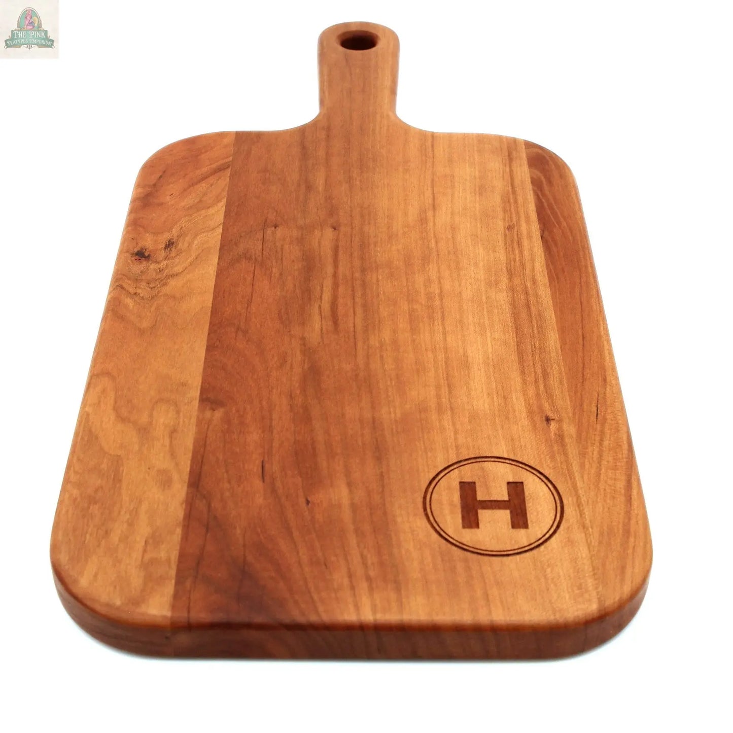Personalized charcuterie board Monogram Cherry Wood Paddle Board, Mother’s Day Gift, Wedding Gift, Made in The USA Pink Platypus Emporium