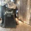 Black t shirt with 'Pearls are always appropriate' quote on a glittery background