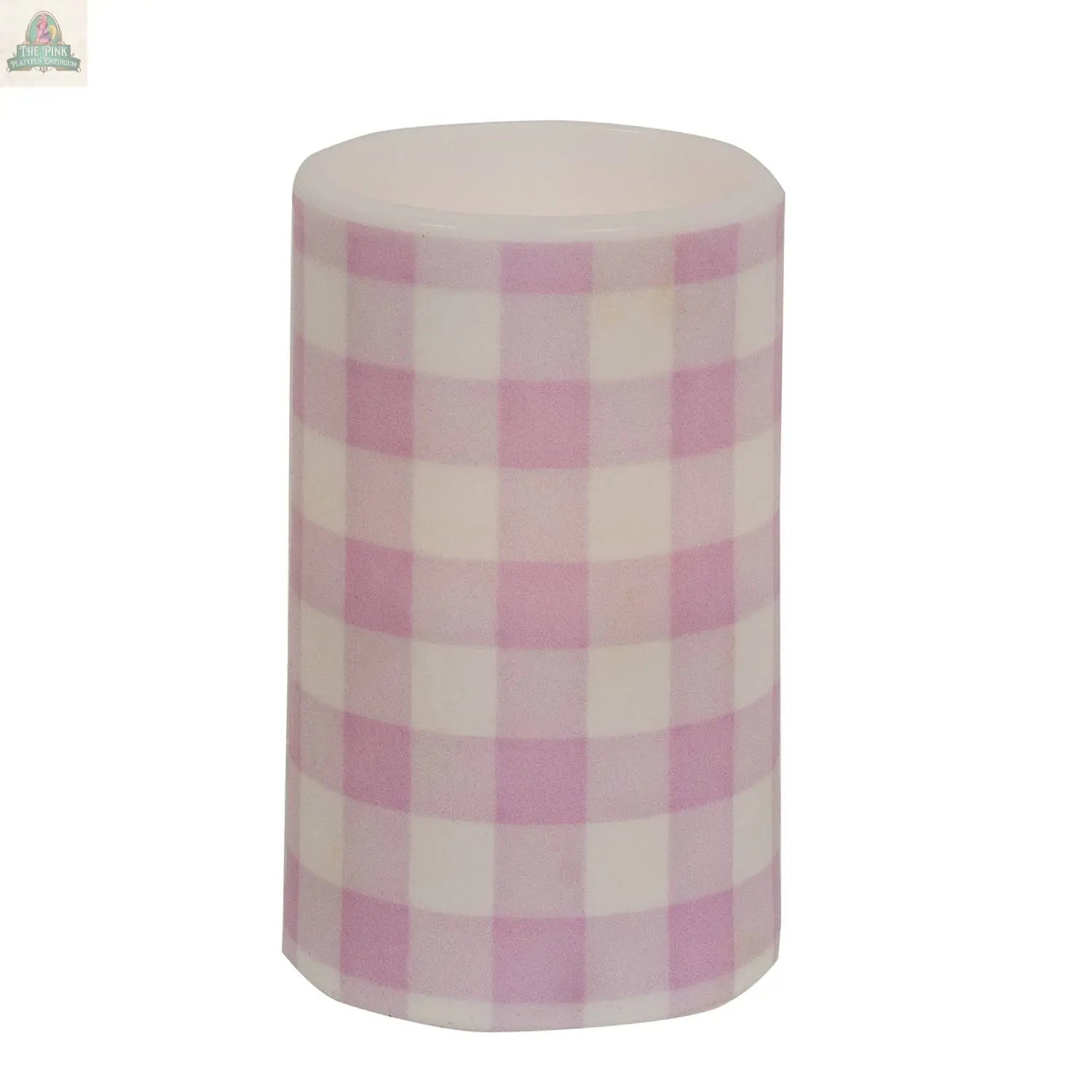 Pink Gingham Check Timer Pillar, 3"x5" Col House Designs