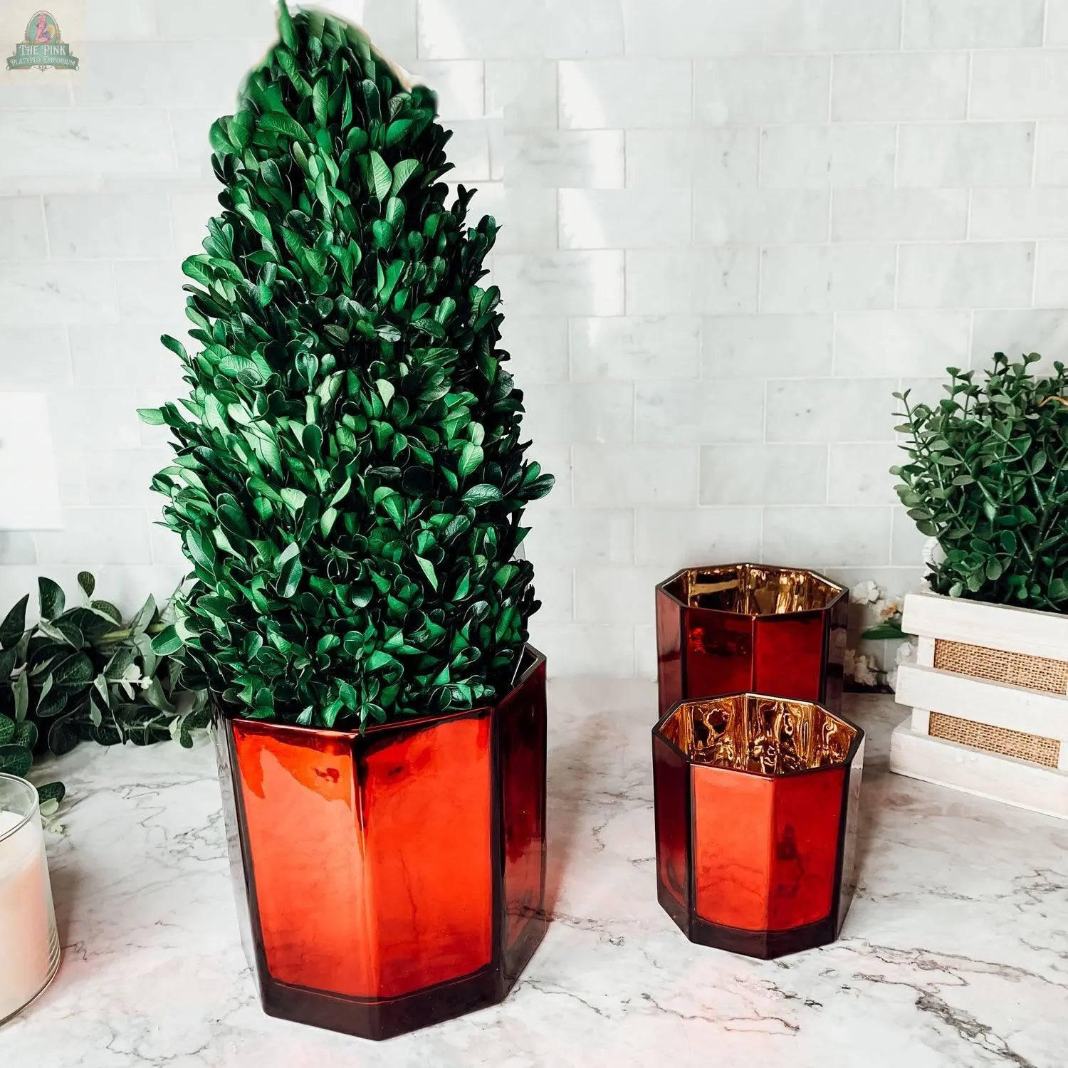 Red Candle Vase Pink Platypus Emporium