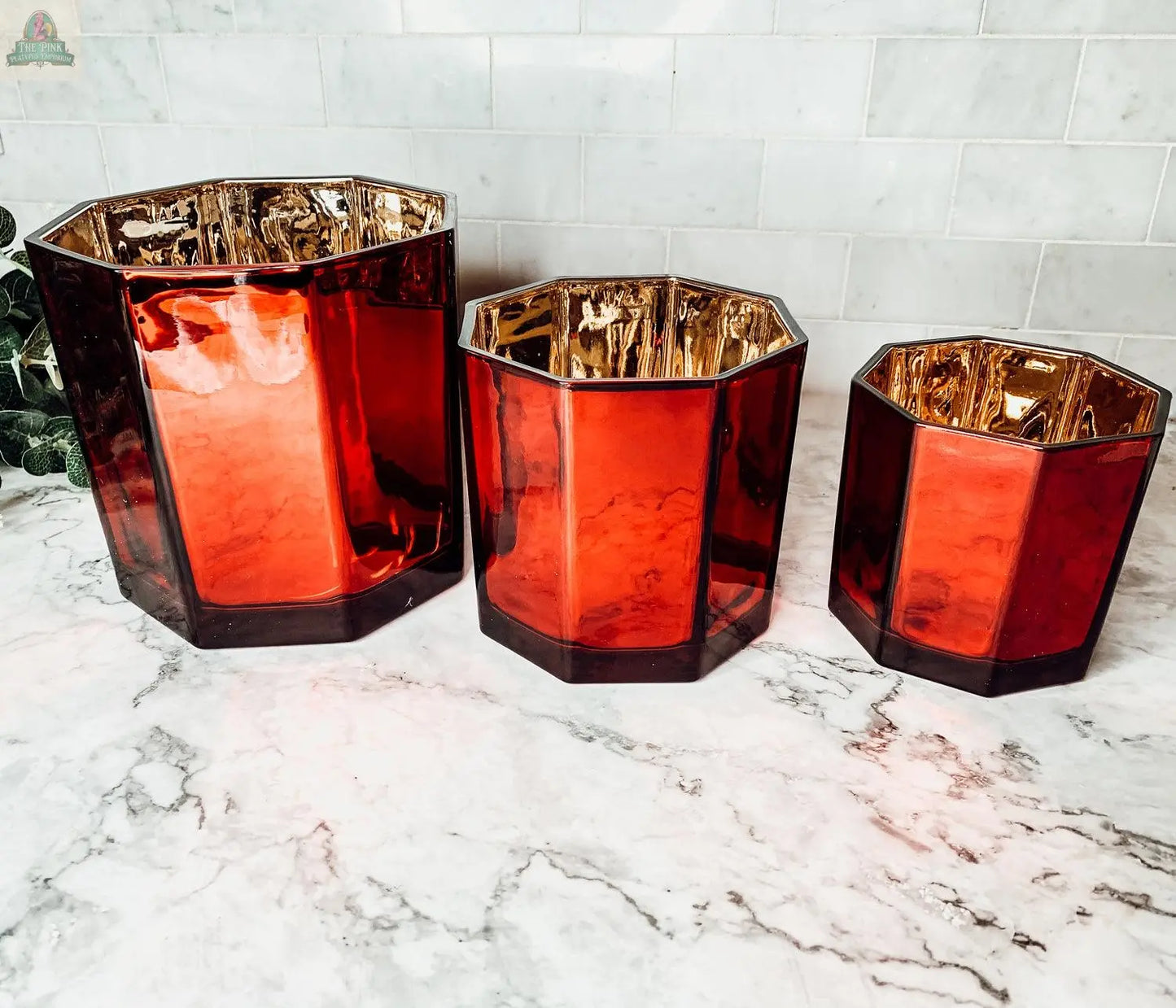 Red Candle Vase Pink Platypus Emporium