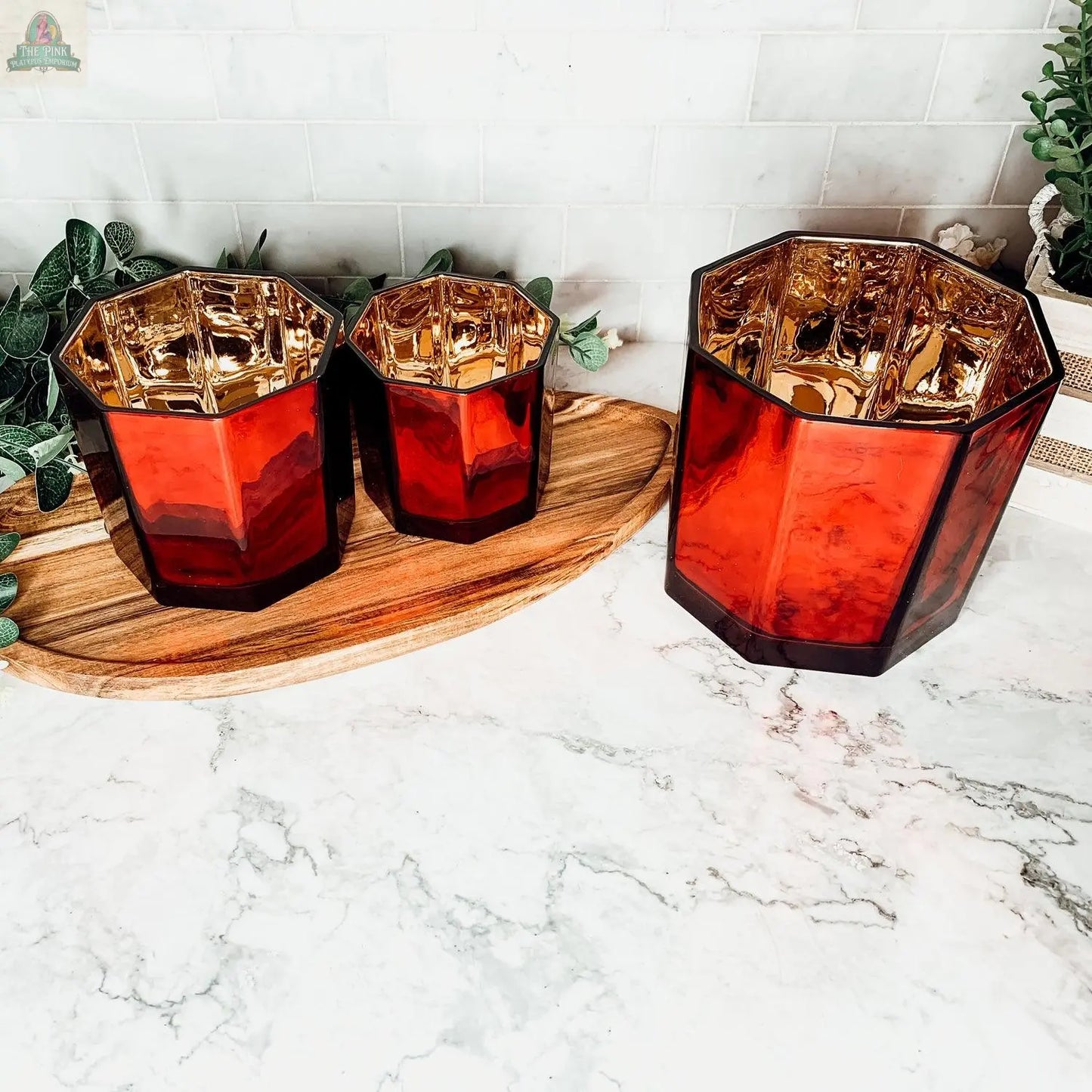 Red Candle Vase Pink Platypus Emporium