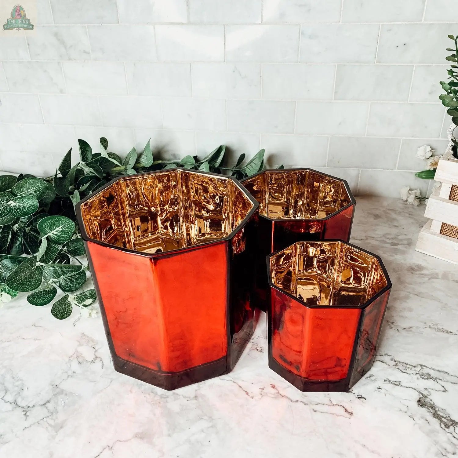 Red Candle Vase Pink Platypus Emporium