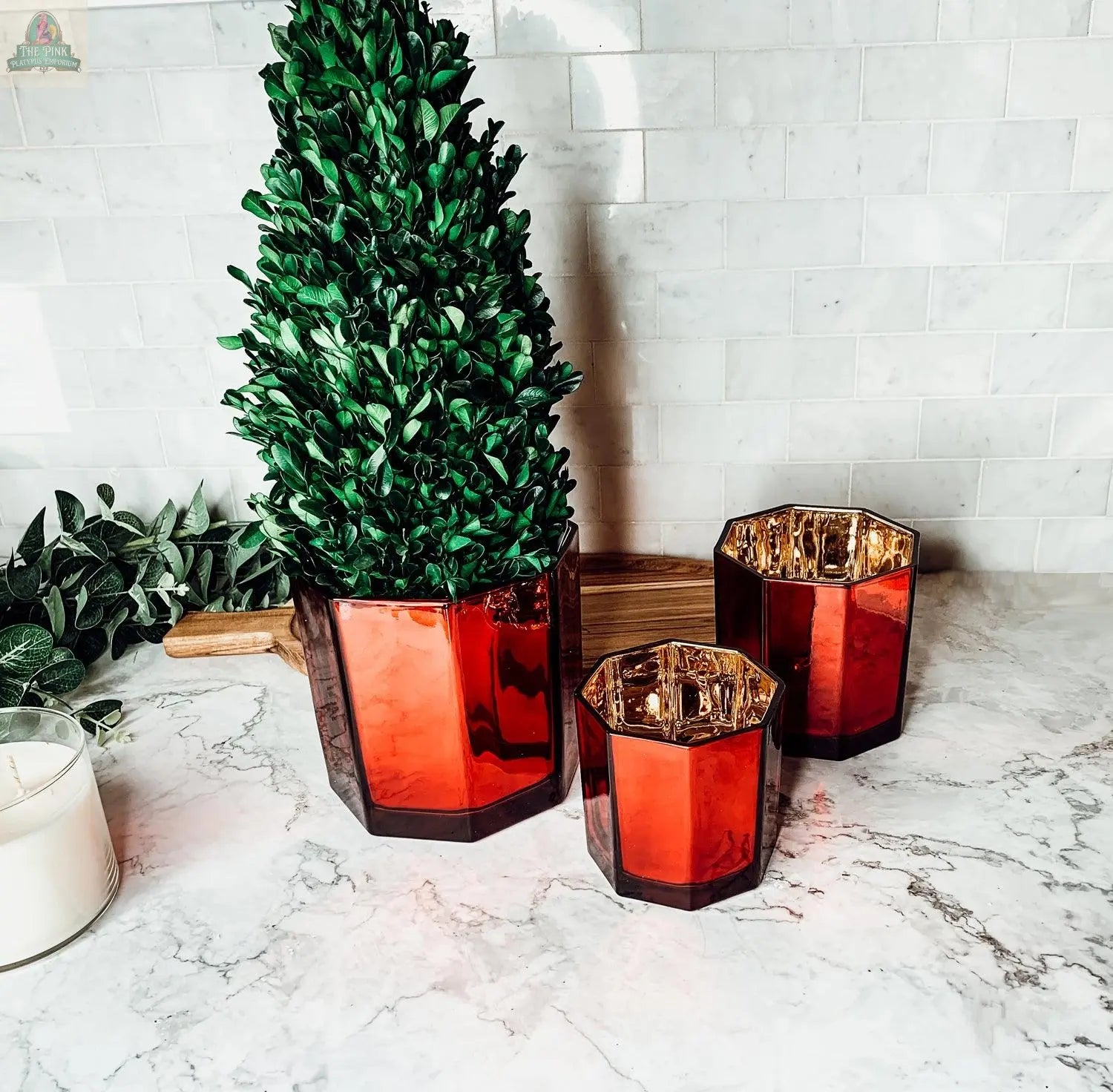 Red Candle Vase Pink Platypus Emporium