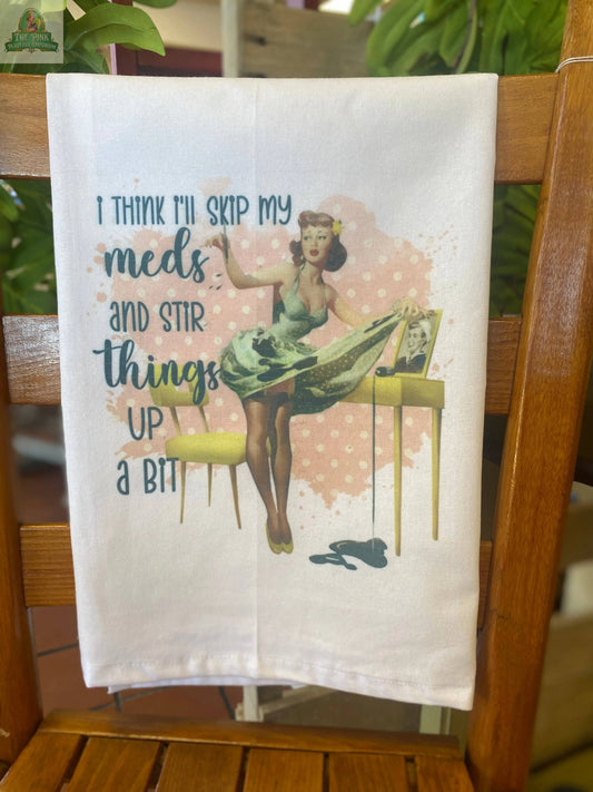 Retro Tea Towel Pink Platypus Emporium