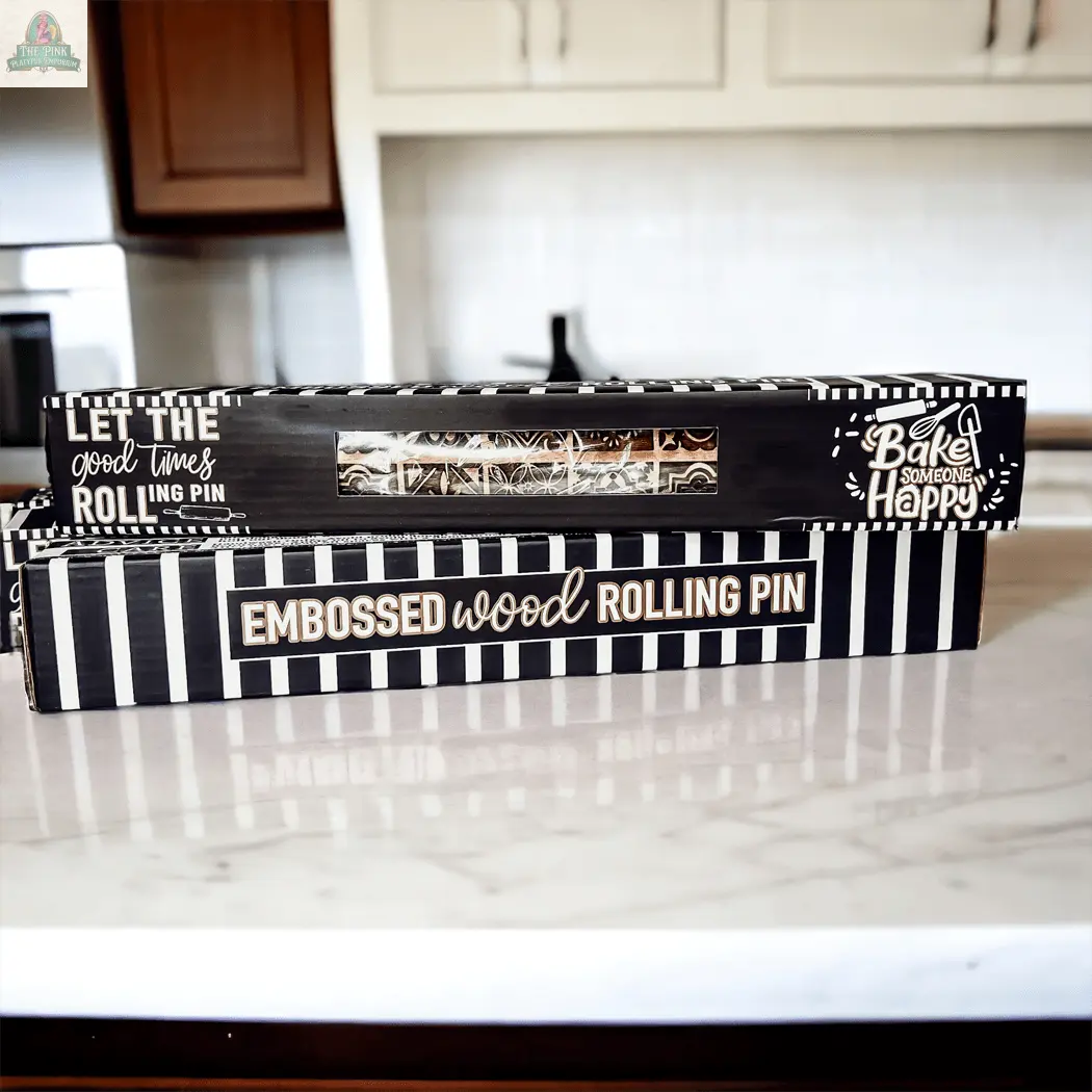Rolling Pins - Box Style: stylish black and white boxes on a counter, ideal for presenting baking gifts or storing cookie cutters.