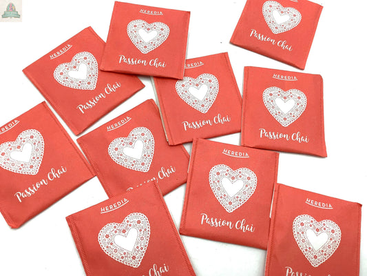 Romantic Heart Passion Chai Argentina tea packets Pink Platypus Emporium