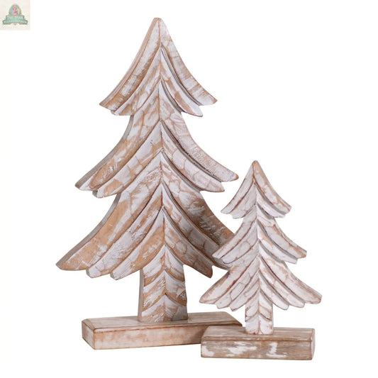 Rustic Carved Wooden Christmas Tree Set Irvin's Tinware