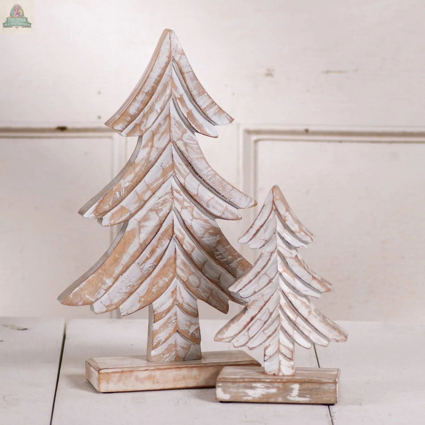 Rustic Carved Wooden Christmas Tree Set Irvin's Tinware