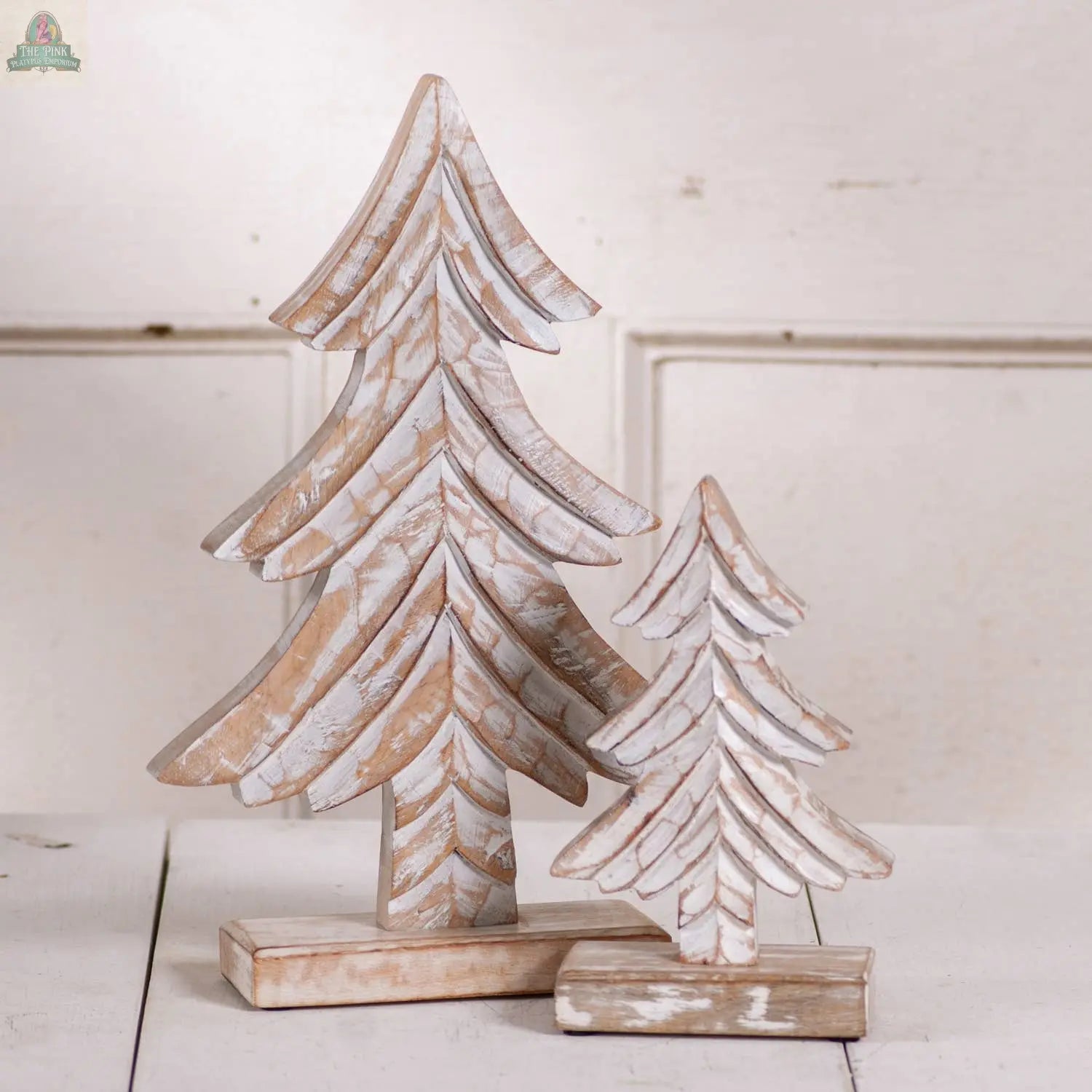 Rustic Carved Wooden Christmas Tree Set Irvin's Tinware