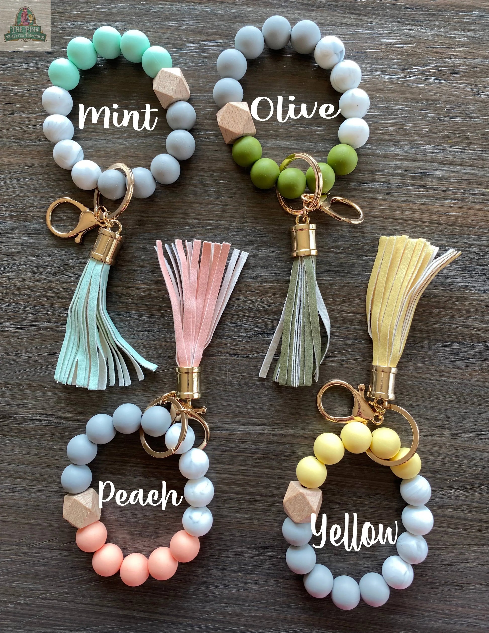 Silicone Bead Keychain Wristlet: Peach JILLIAN INK LLC