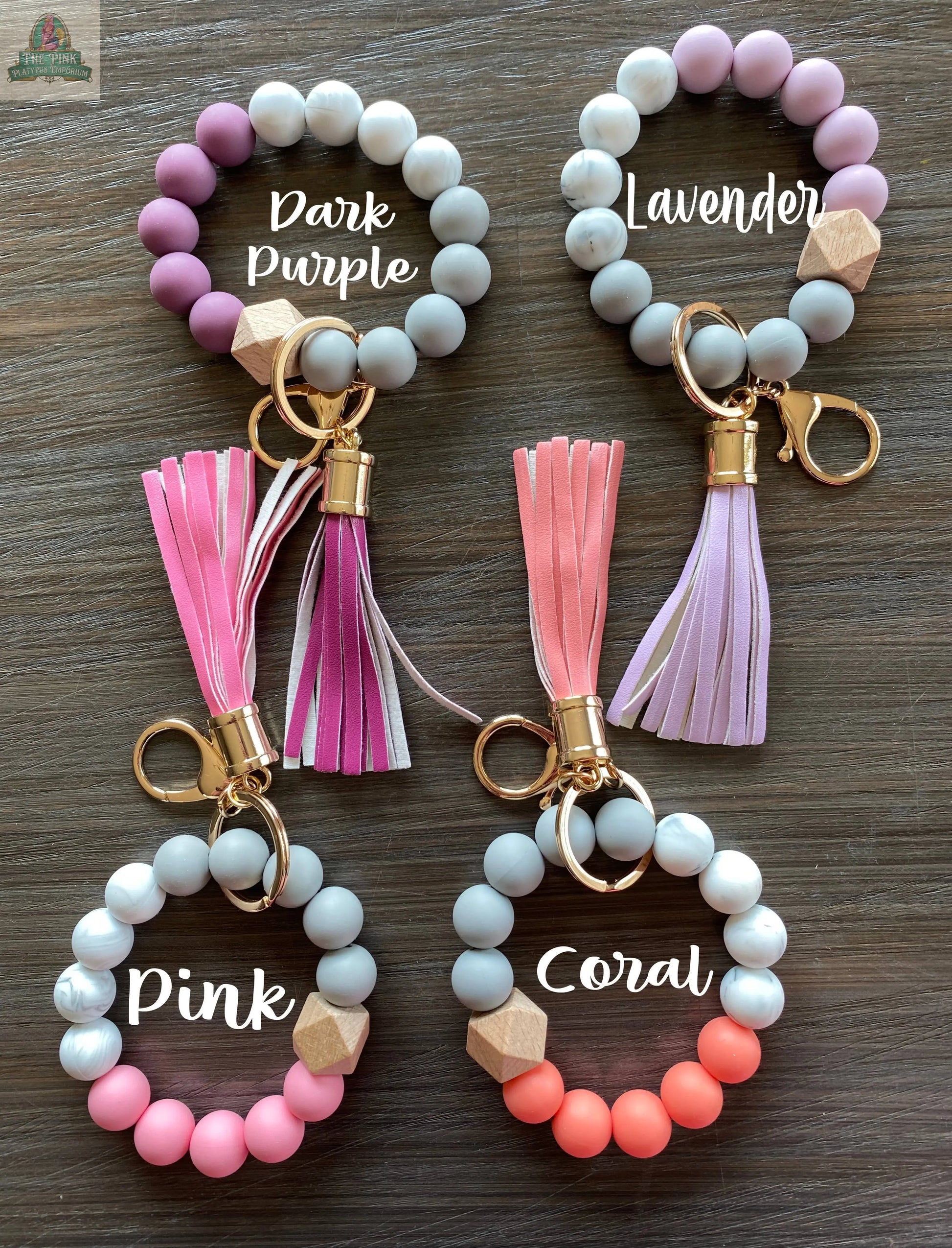 Silicone Bead Keychain Wristlet: Peach JILLIAN INK LLC
