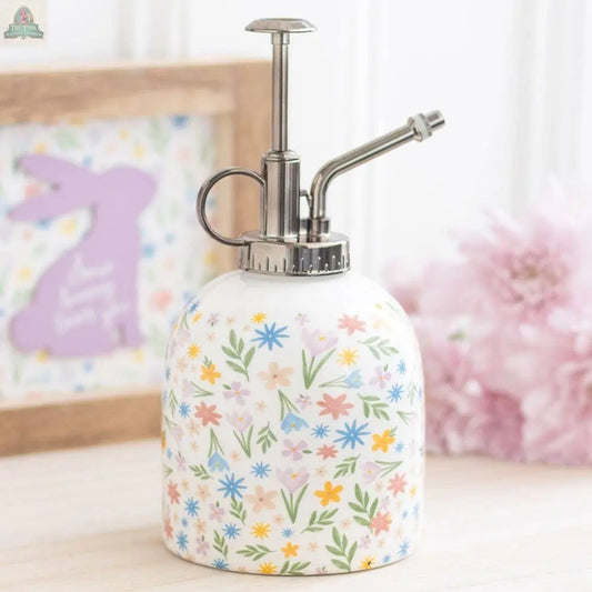 Spring Floral Print Ceramic Plant Mister Pink Platypus Emporium