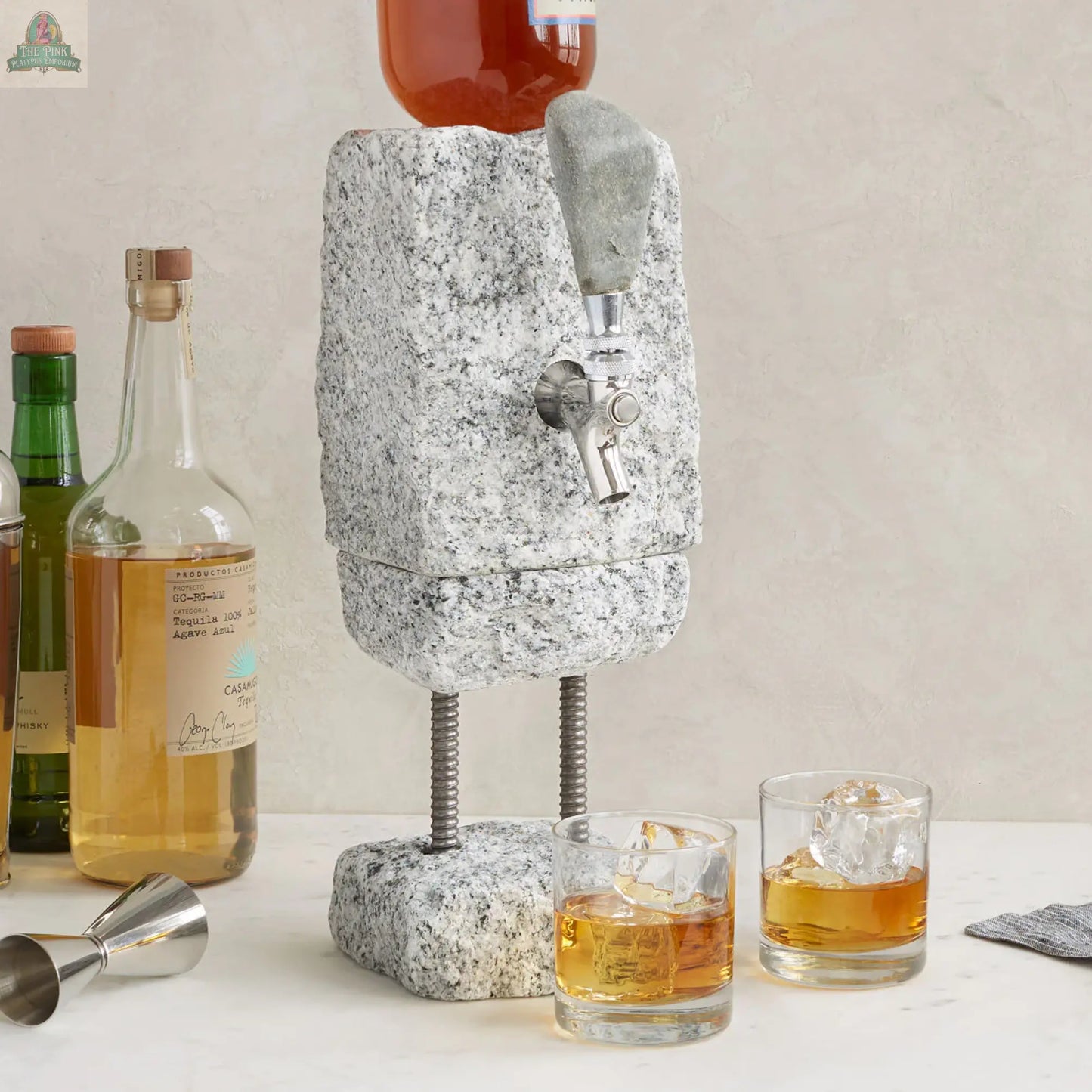 Stone Drink Dispenser: Pink / Chrome Pink Platypus Emporium