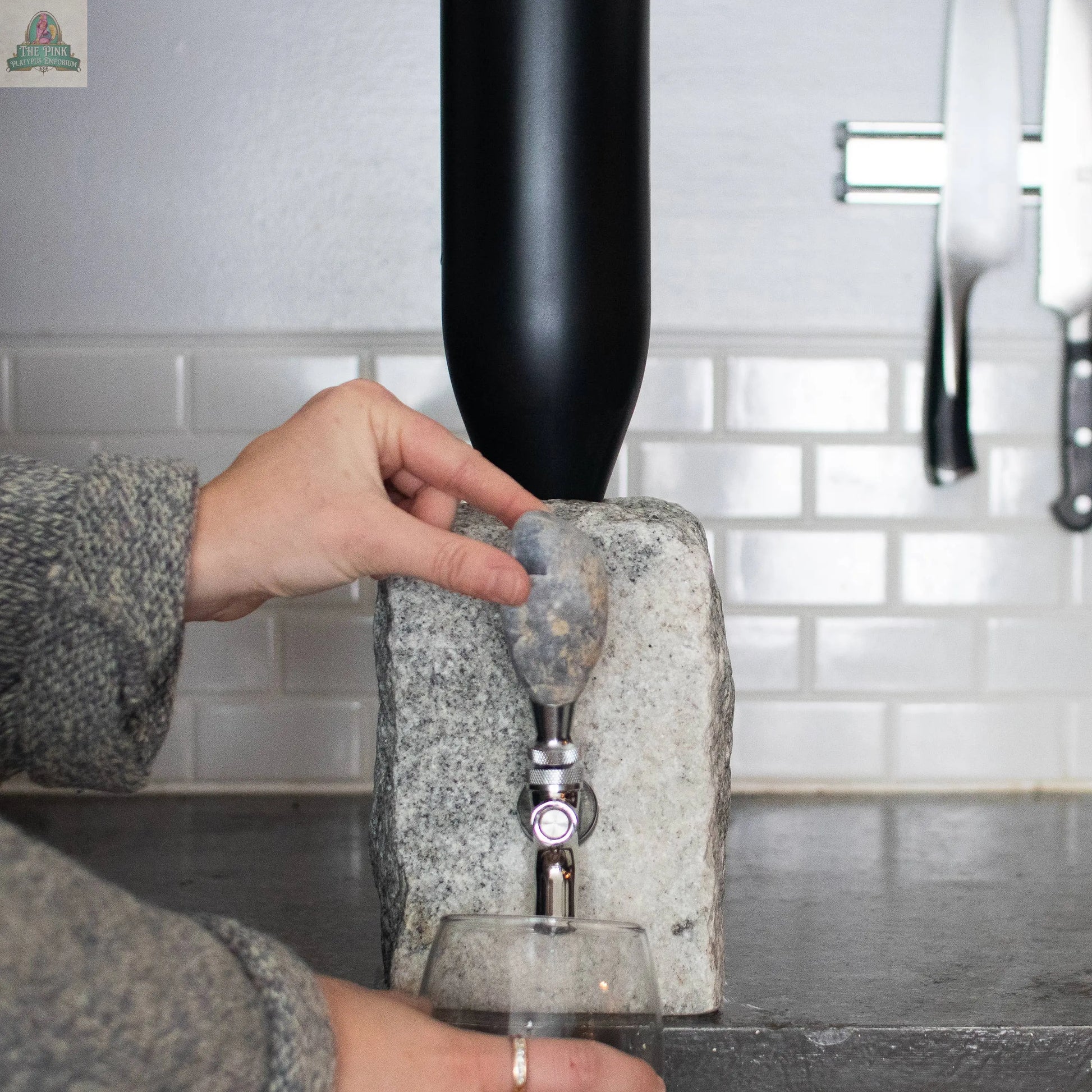 Stone Drink Dispenser: Pink / Chrome Pink Platypus Emporium