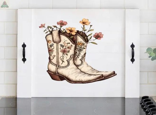 Stove Top Cover-Stove Cover Cowboy Boots - Pink Platypus Emporium