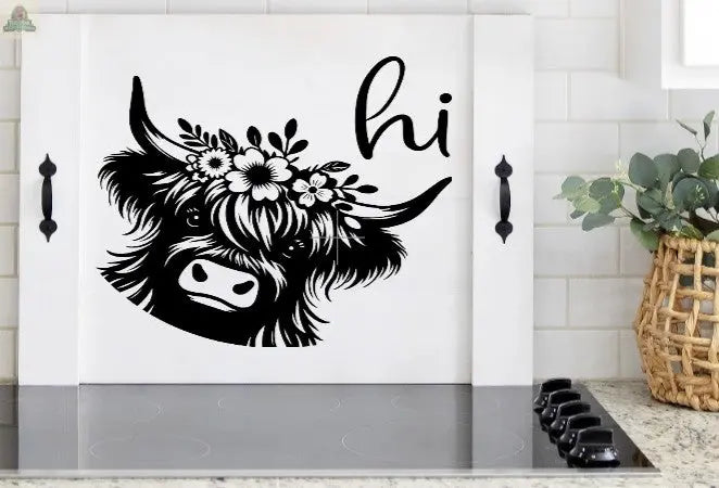 Stove Top/ Stove Top Cover Himalayan Black and white cow Pink Platypus Emporium