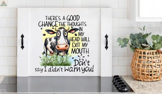 Stove Top/ Stove Top Cover Funny Cow saying Pink Platypus Emporium