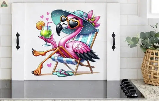Stove Top/ Stove Top Cover Sitting Pink Flamingo (Copy) Pink Platypus Emporium