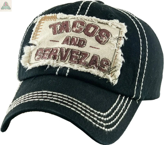 TACOS AND CERVEZAS Vintage Ballcap: BLK KBETHOS