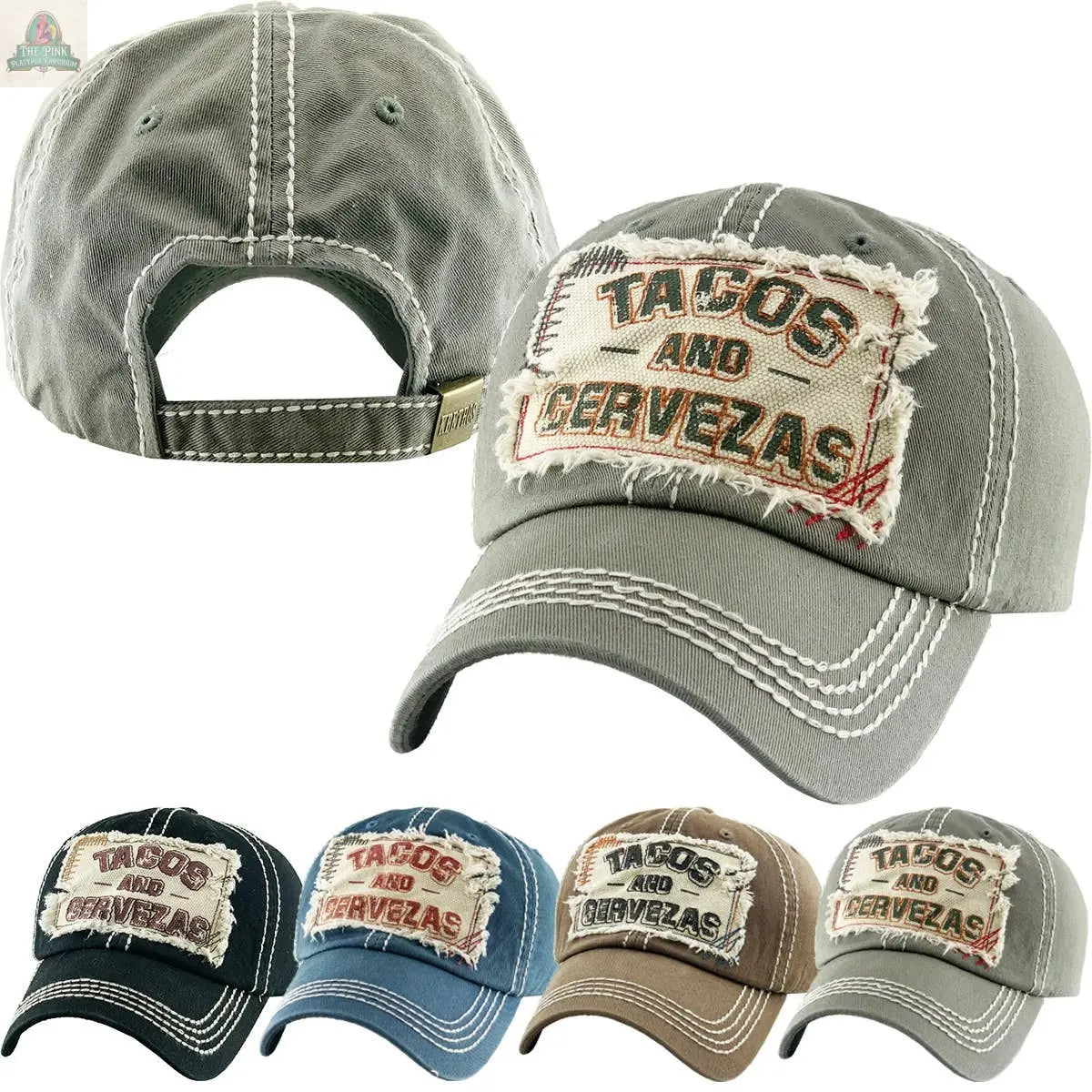 TACOS AND CERVEZAS Vintage Ballcap: BLK KBETHOS