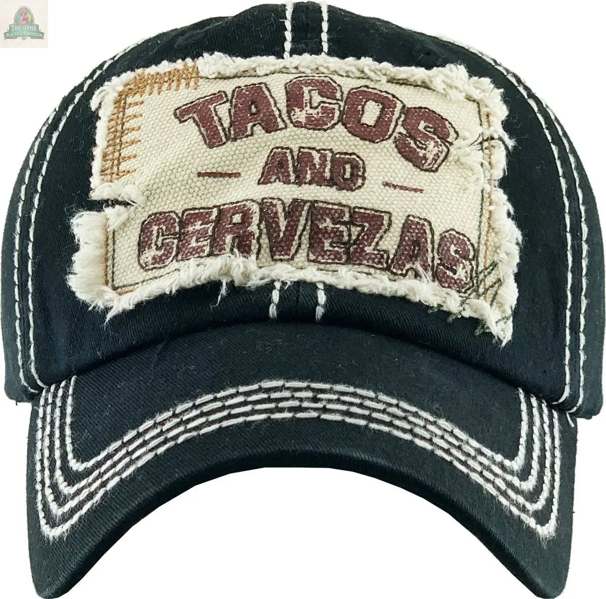 TACOS AND CERVEZAS Vintage Ballcap: BLK KBETHOS