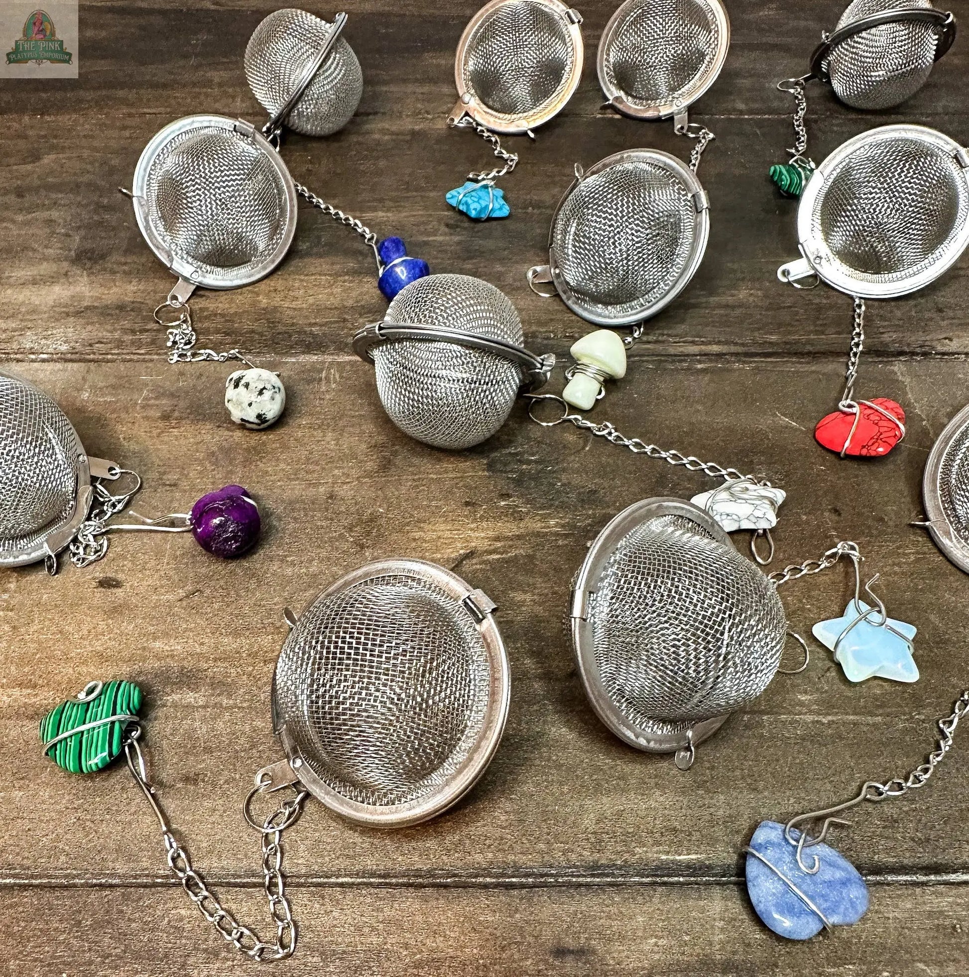 Tea Ball Infuser: Tea ball w/crystal Herbal Rose Apothecary