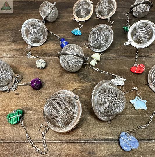 Tea Ball Infuser: Tea ball w/crystal Herbal Rose Apothecary