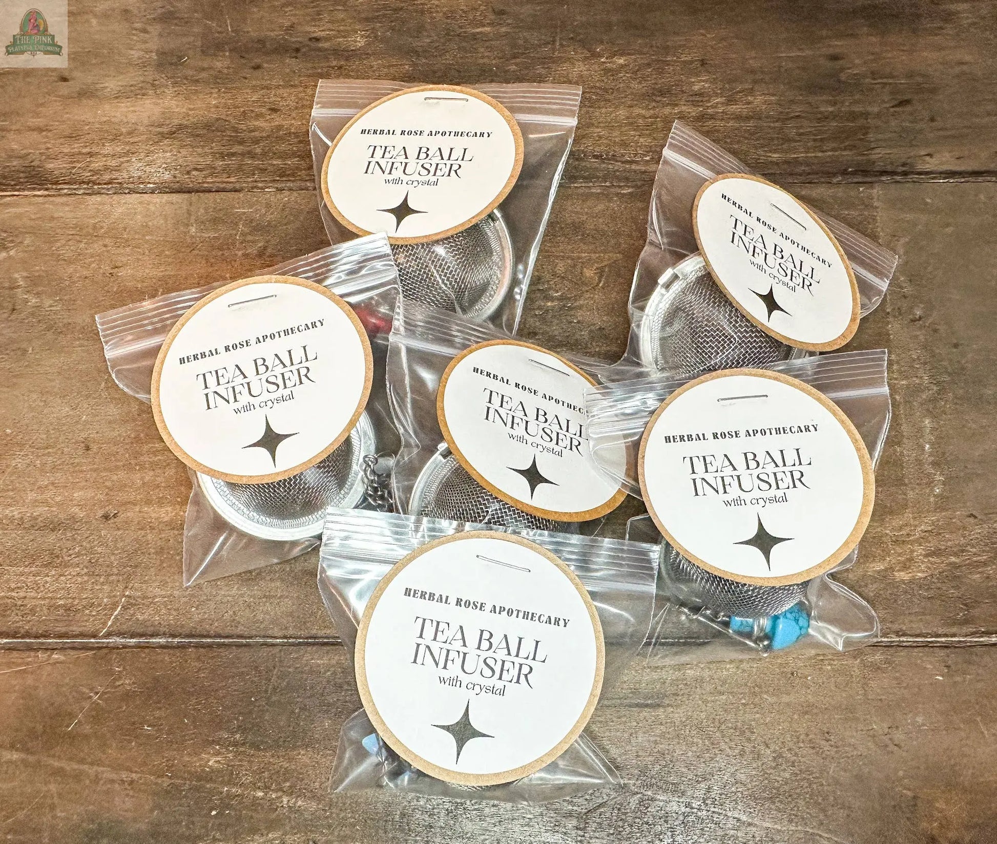Tea Ball Infuser: Tea ball w/crystal Herbal Rose Apothecary
