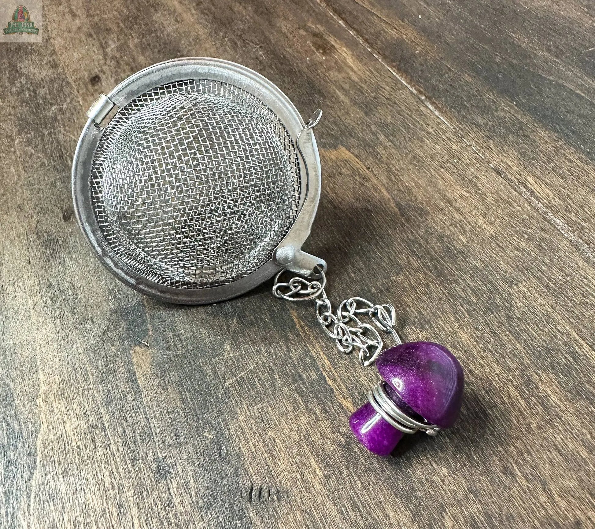 Tea Ball Infuser: Tea ball w/crystal Herbal Rose Apothecary