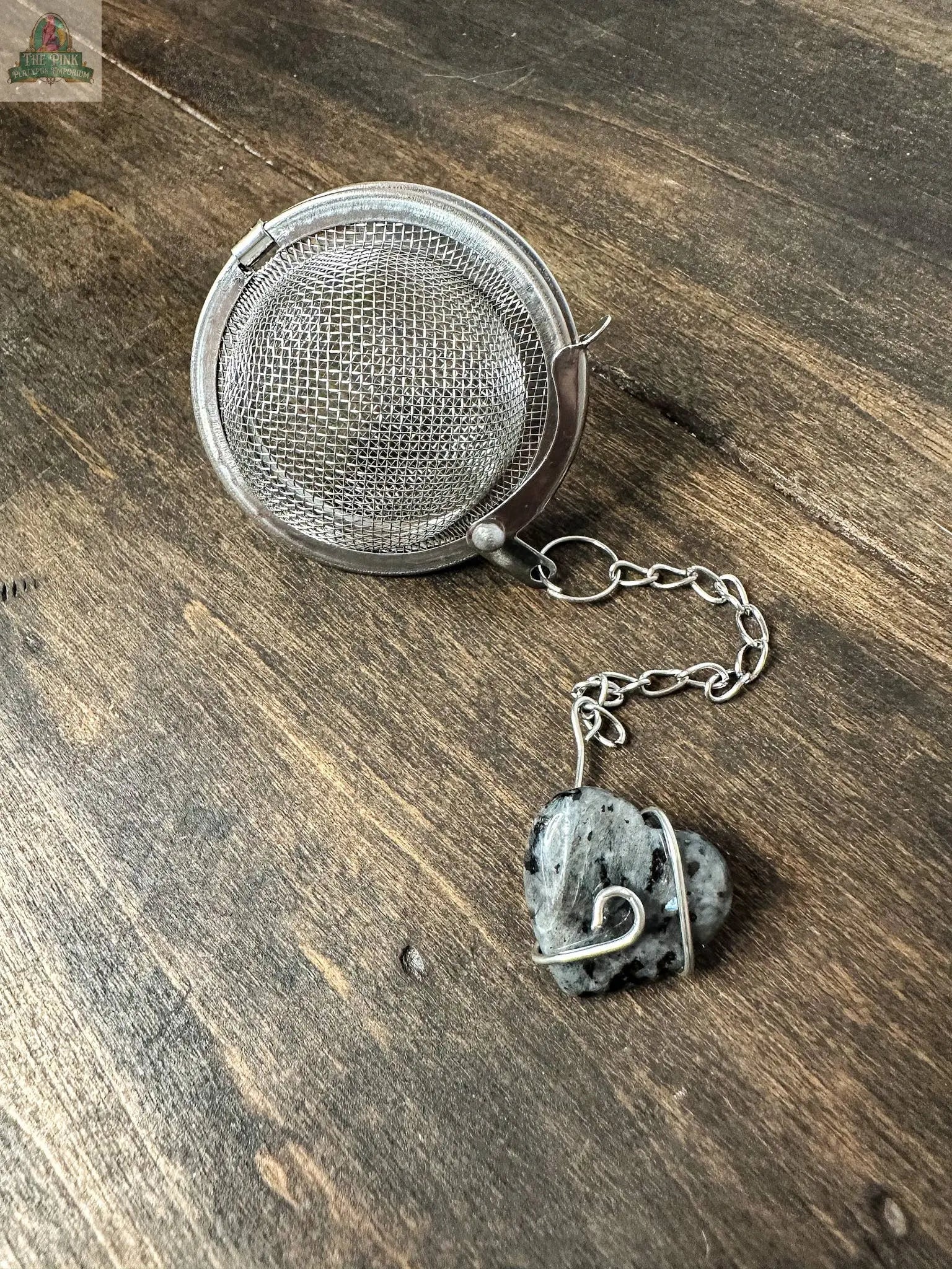 Tea Ball Infuser: Tea ball w/crystal Herbal Rose Apothecary