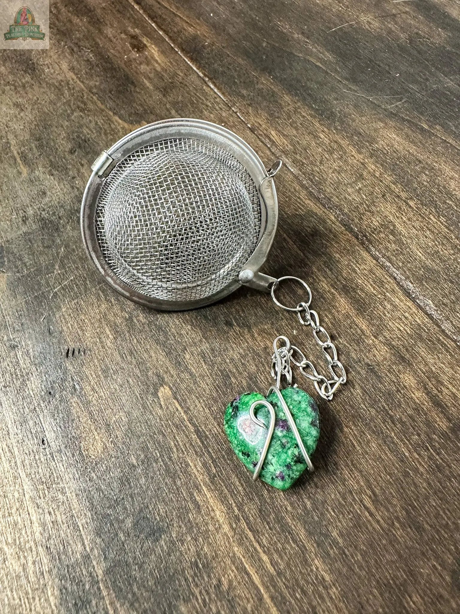 Tea Ball Infuser: Tea ball w/crystal Herbal Rose Apothecary