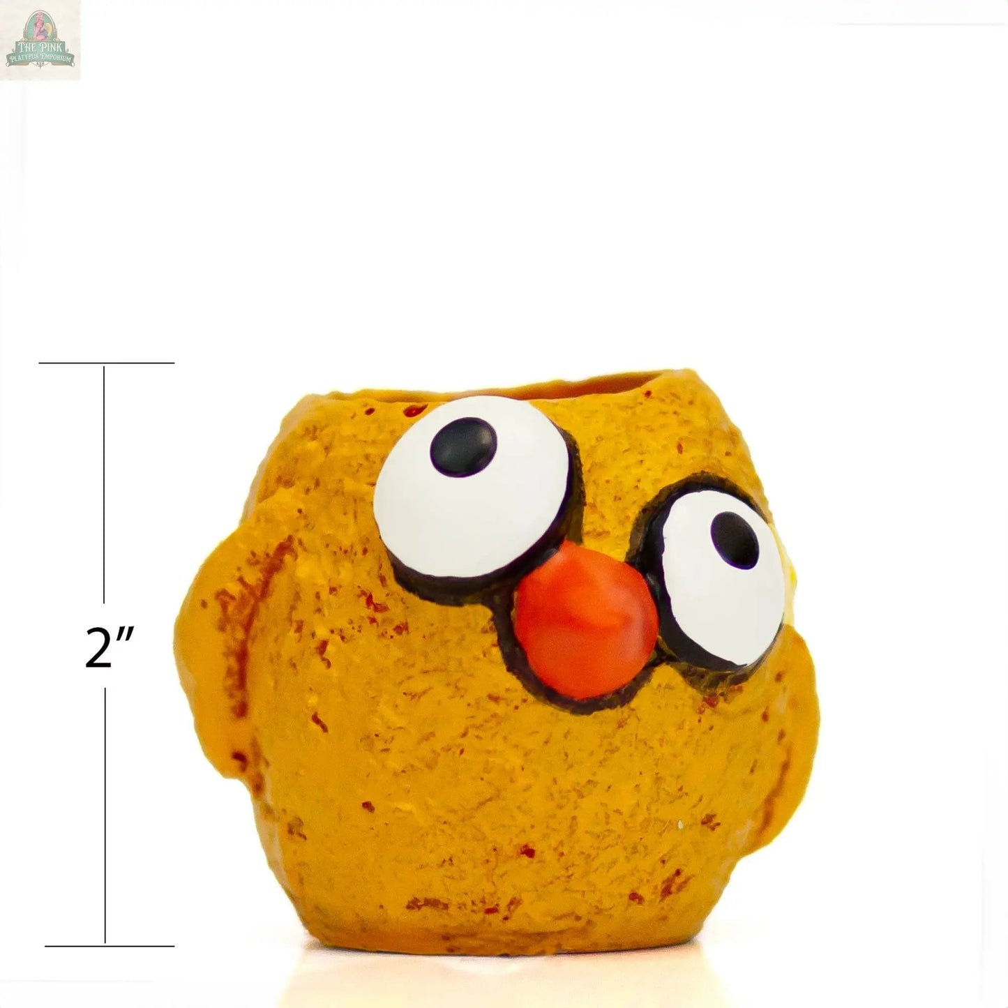 The Chickies - 3 piece - Baby Chick Blobhouse Planters: small, round, yellow planters with large googly eyes and orange beaks, cartoon bird style, each 2 inches tall, shown on a white background.