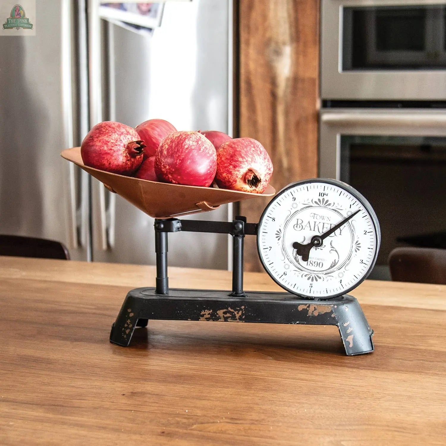 Town Bakery Distressed Metal Decorative Scale Pink Platypus Emporium