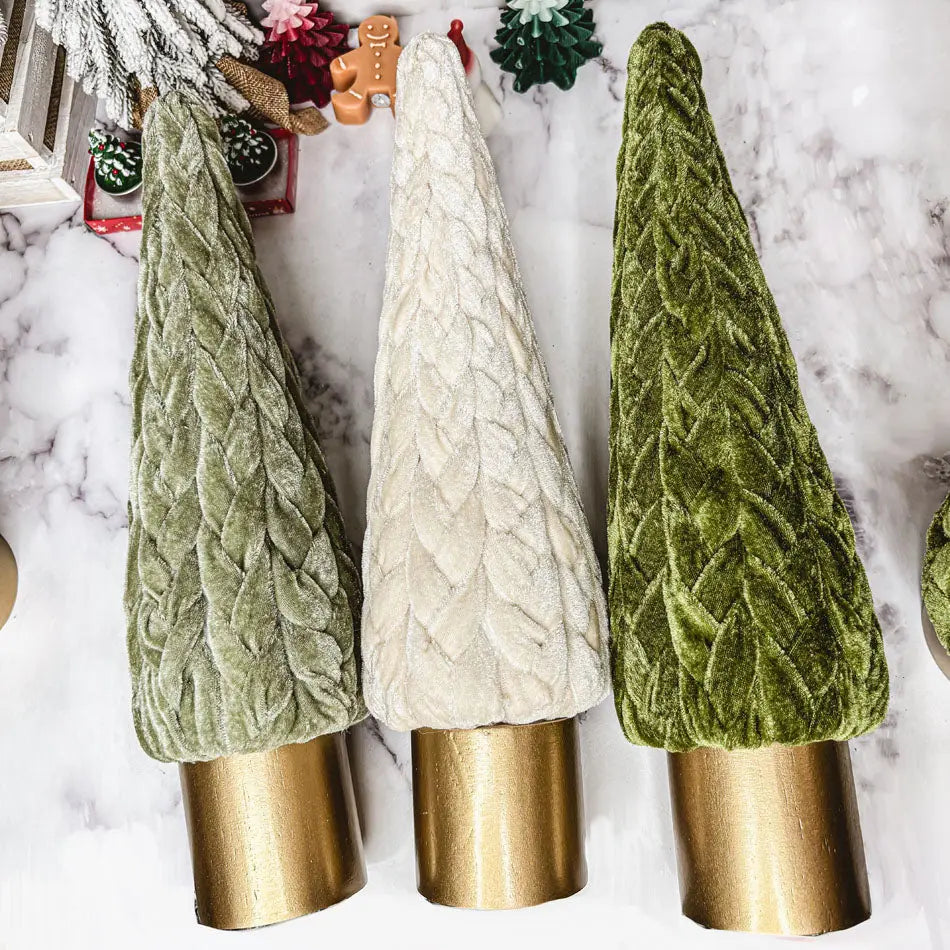 Velvet Christmas Trees create charming holiday decor, perfect for adding a touch of farmhouse style to any space.