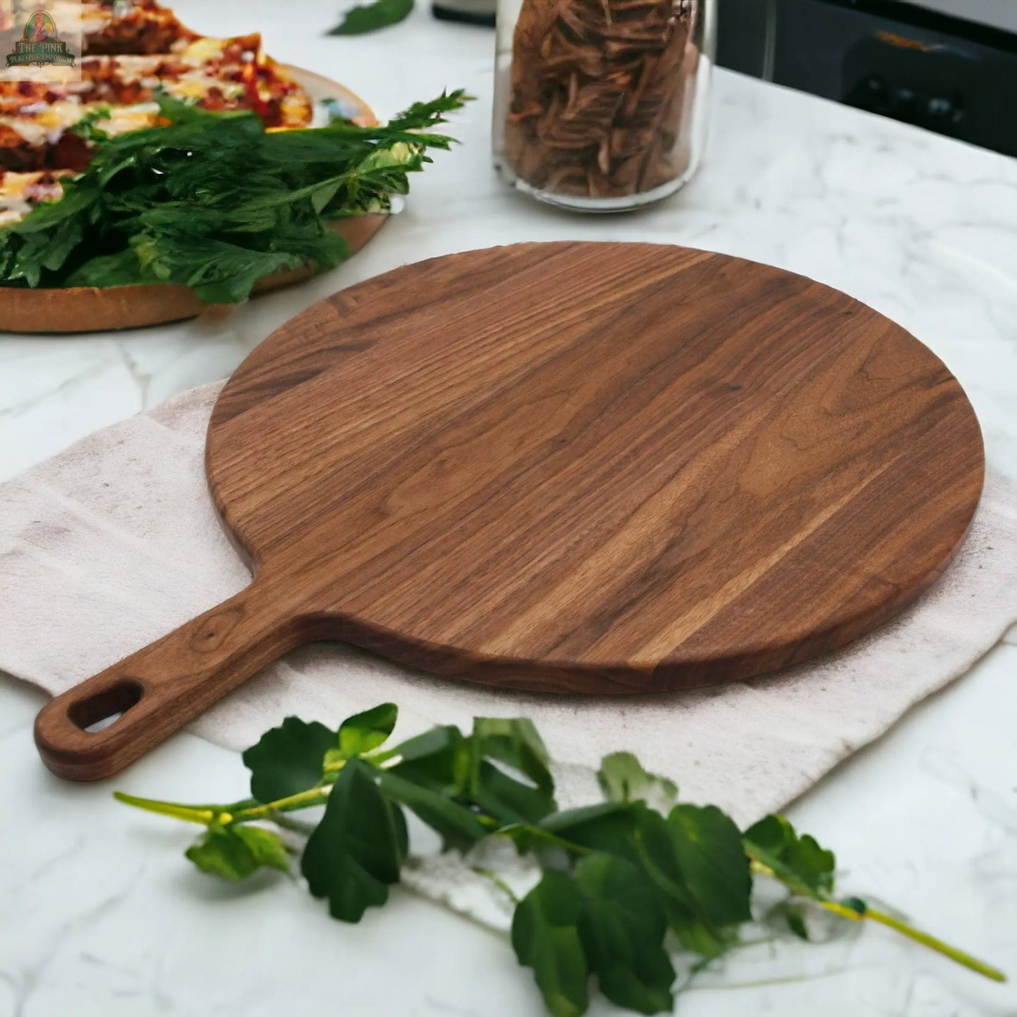 Walnut Paddle Cutting Board With Handle, Walnut Cutting Board With Handle, Charcuterie Board With Handle Handmade in the USA Pink Platypus Emporium