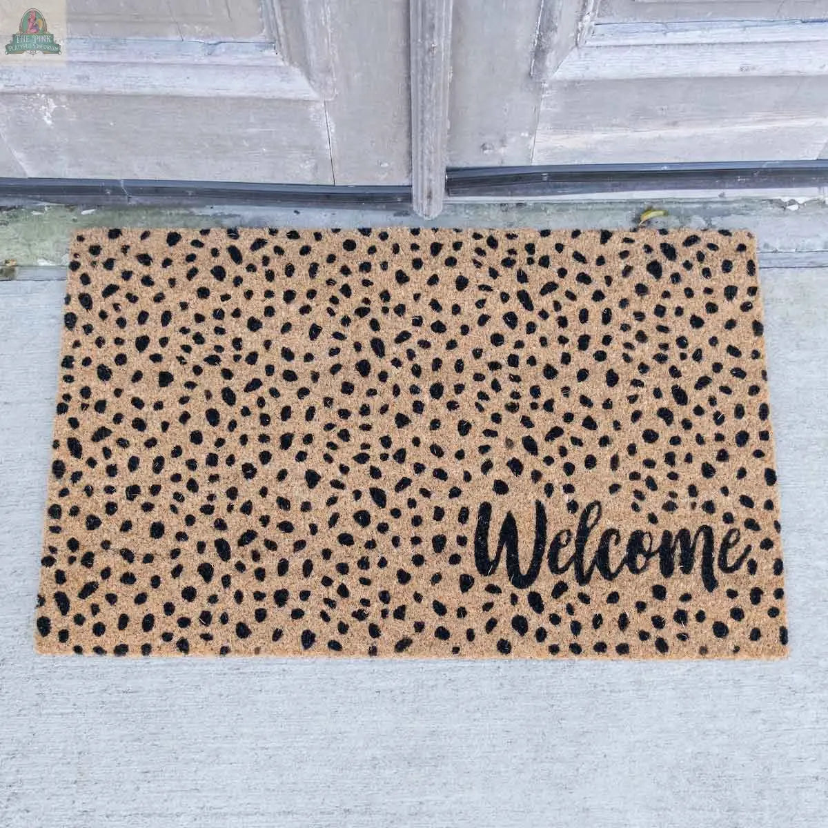 Welcome Cheetah Coir Doormat    Natural/Black   30x18 The Royal Standard