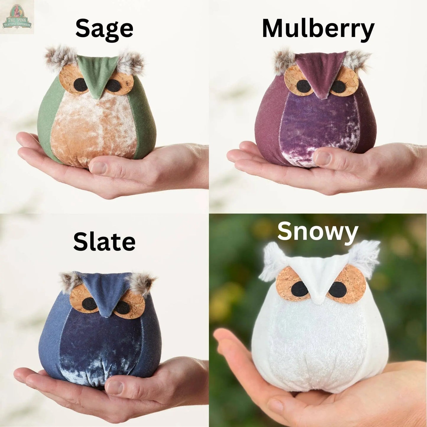 Whimsical velvet owls,  charming owl enthusiastic, unique: Taupe Owl Your Heart's Content