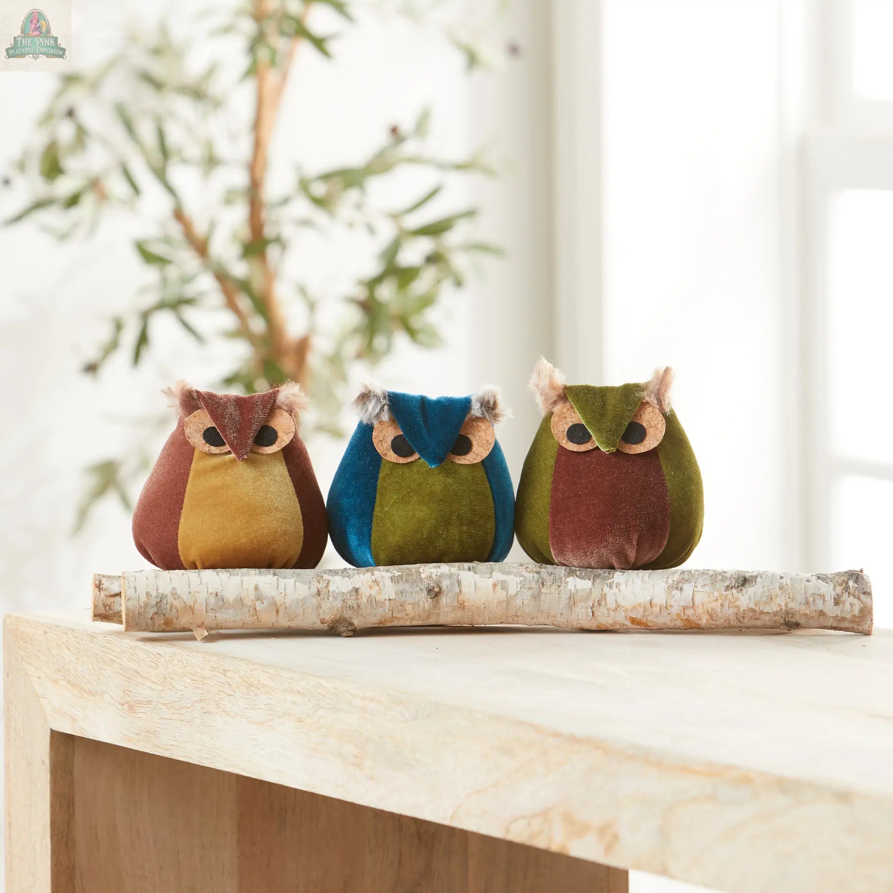 Whimsical velvet owls,  charming owl enthusiastic, unique: Taupe Owl Your Heart's Content