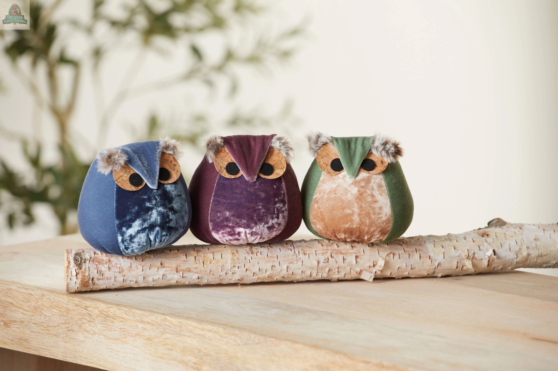 Whimsical velvet owls,  charming owl enthusiastic, unique: Taupe Owl Your Heart's Content