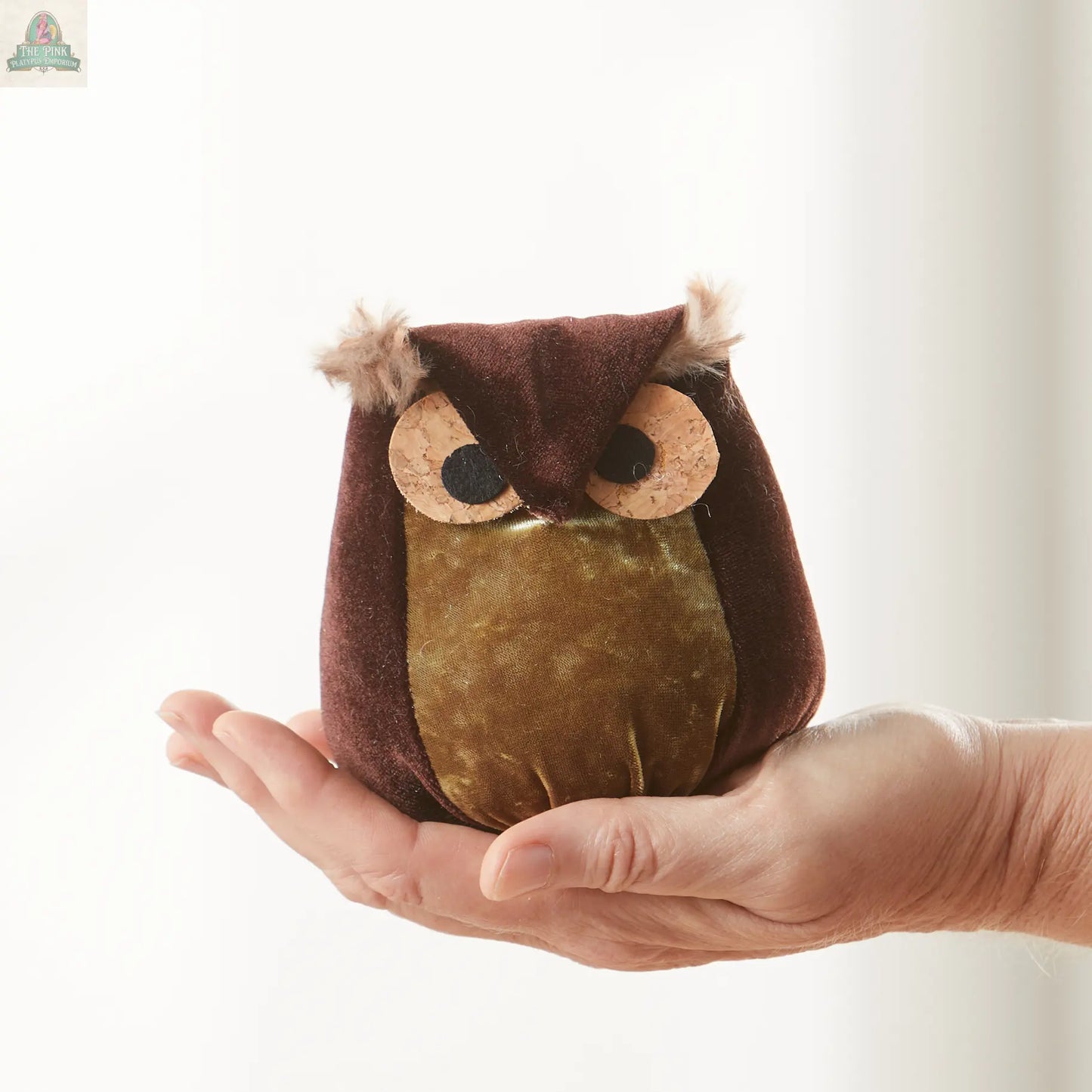 Whimsical velvet owls,  charming owl enthusiastic, unique: Taupe Owl Your Heart's Content