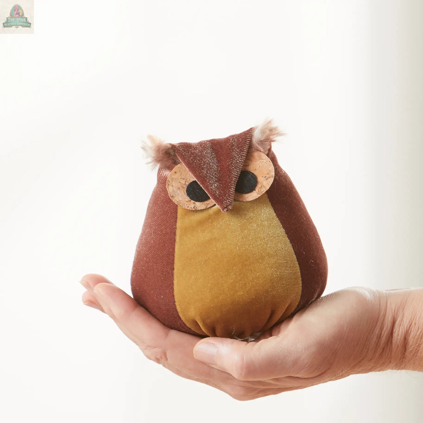 Whimsical velvet owls,  charming owl enthusiastic, unique: Taupe Owl Your Heart's Content