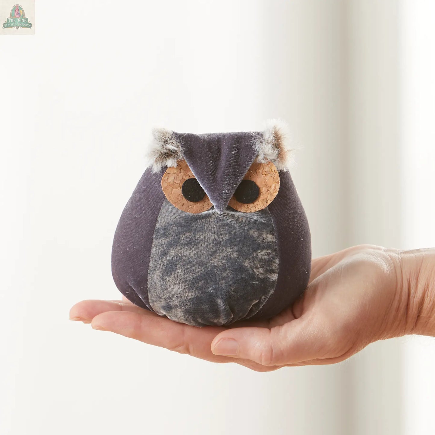 Whimsical velvet owls,  charming owl enthusiastic, unique: Taupe Owl Your Heart's Content