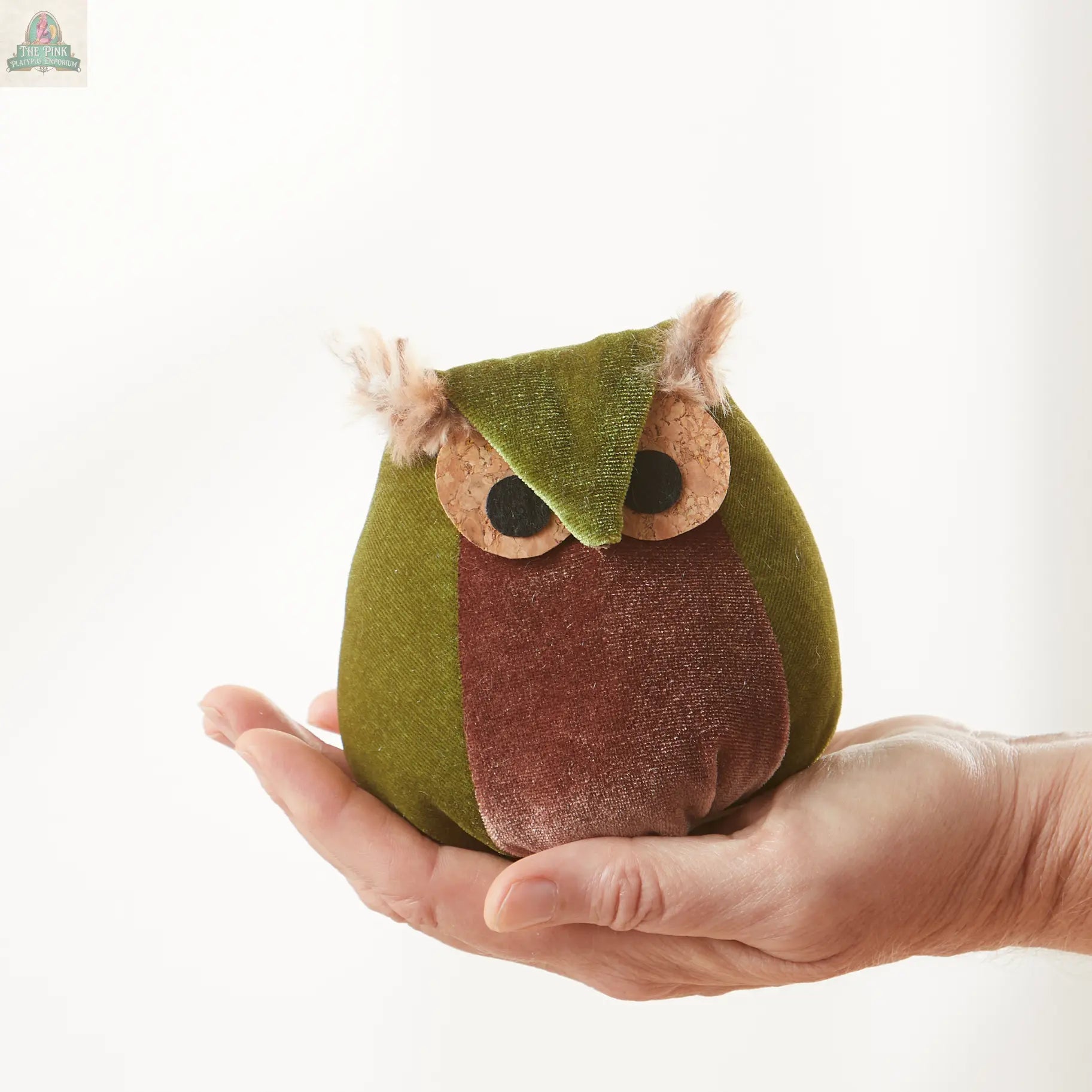 Whimsical velvet owls,  charming owl enthusiastic, unique: Taupe Owl Your Heart's Content