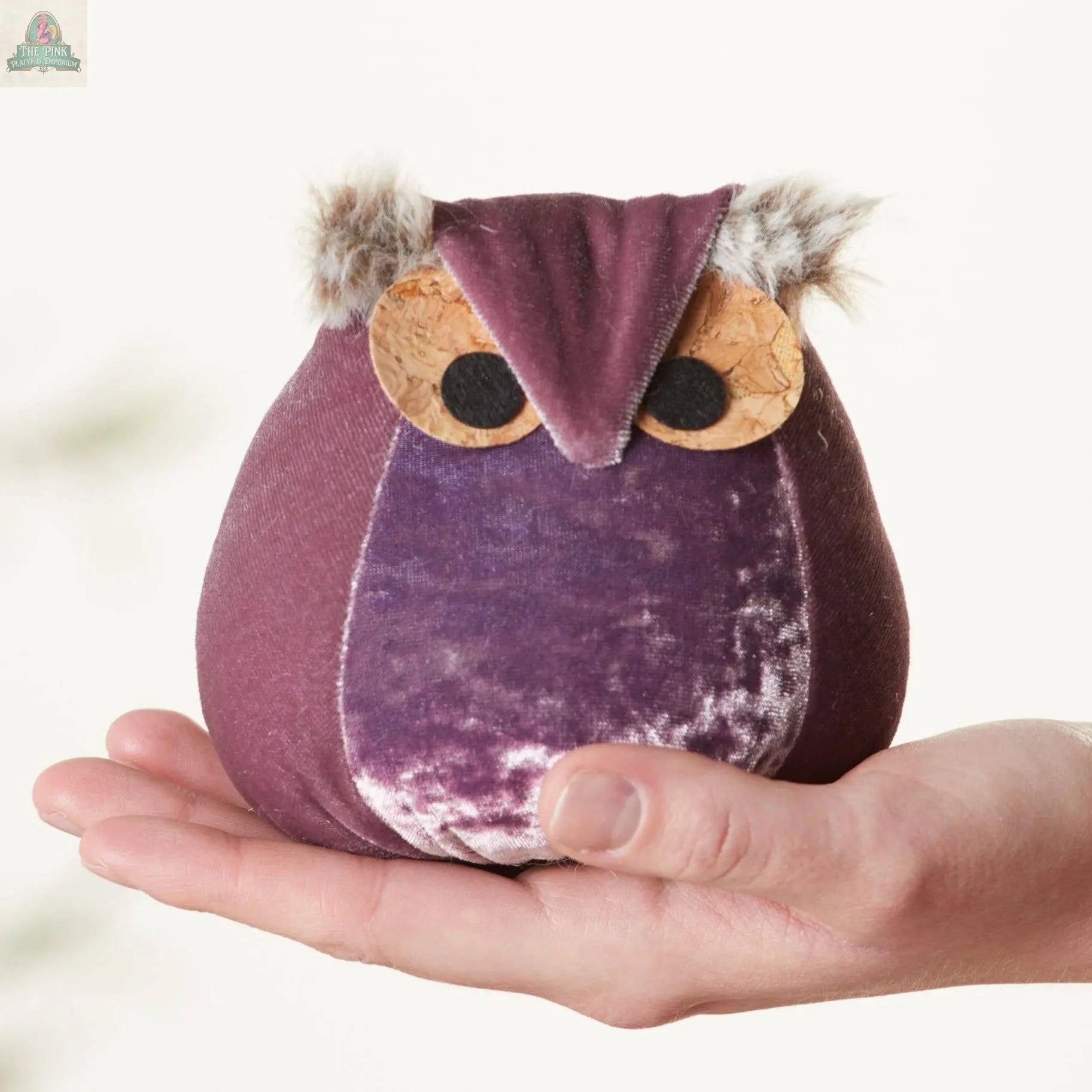 Whimsical velvet owls,  charming owl enthusiastic, unique: Taupe Owl Your Heart's Content