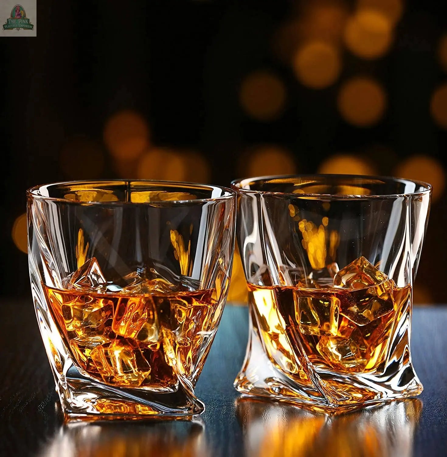Whiskey Glasses Set of 6 Lead Free Crystal Old Fashioned Pink Platypus Emporium