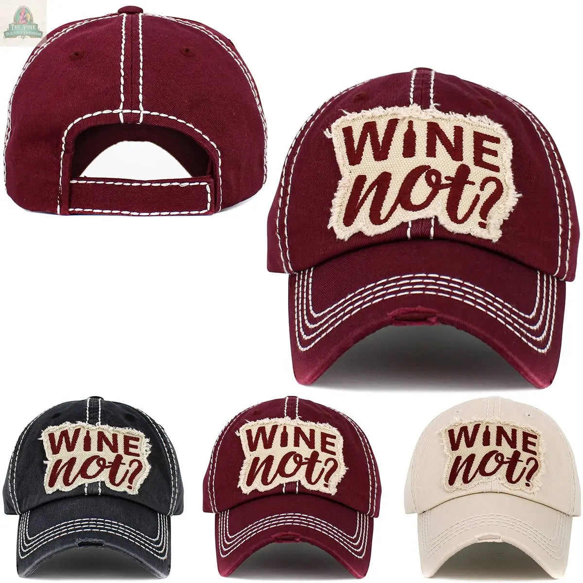 Wine Not Washed Vintage Ballcap: MAR KBETHOS