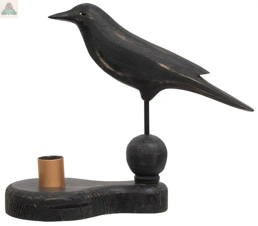 Wooden Crow Pedestal With Taper Holder The Hearthside Collection
