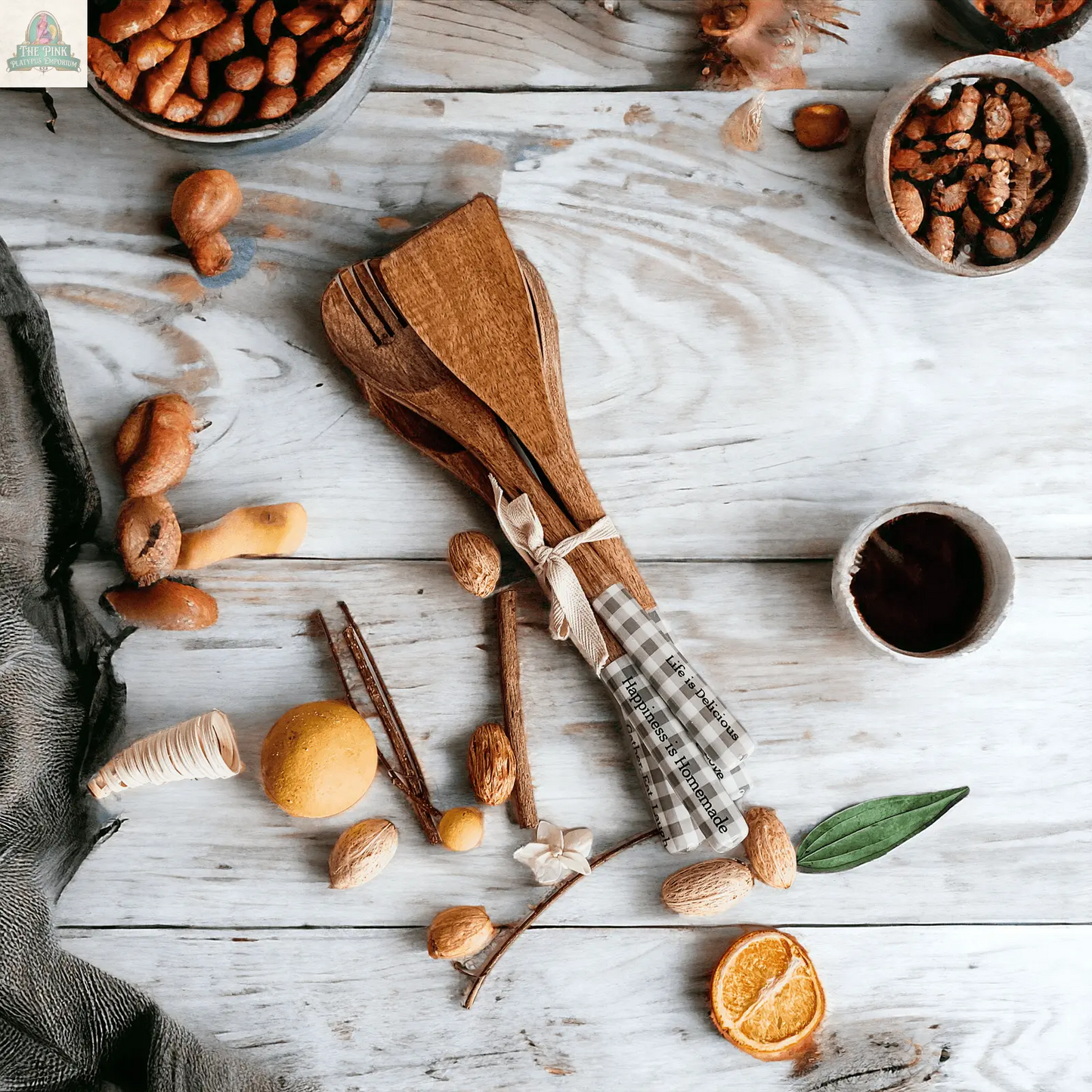 Wooden Serving Utensils Pink Platypus Emporium