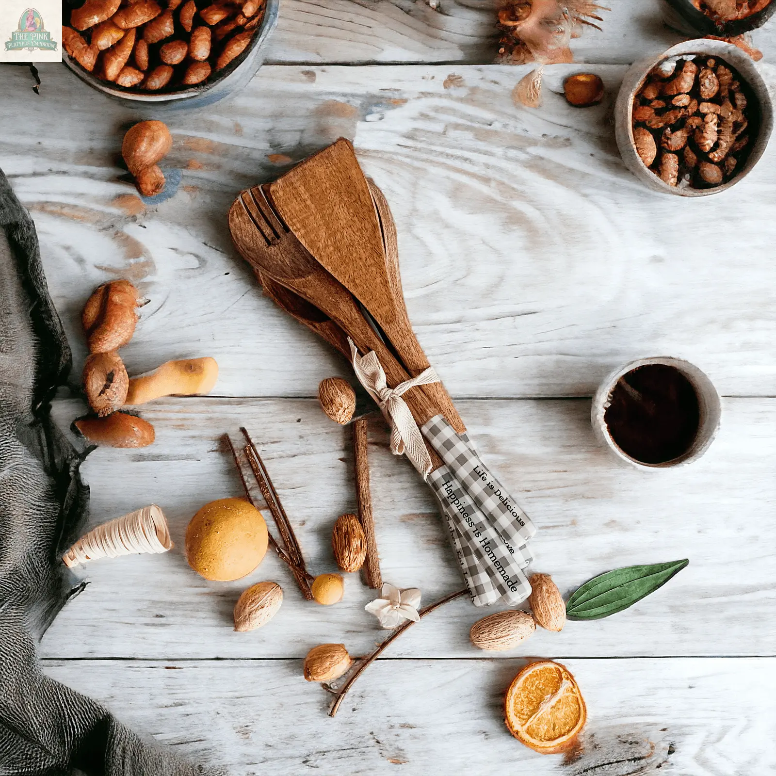 Wooden Serving Utensils Pink Platypus Emporium